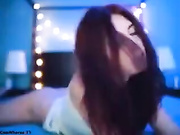 Sexy brunette in bed tease ogony webcam show