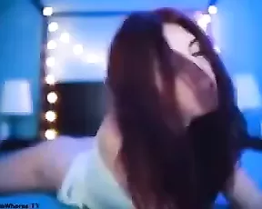 Sexy brunette in bed tease ogony webcam show