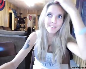 Brynhaze slim tattoo blonde with small tits blowjob and creampie webcam show