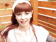 Redhead tattoo milf in stockings hot fingering webcam show