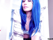 Passion slim blue hair teen teasing webcam show
