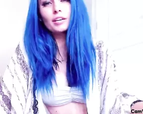 Passion slim blue hair teen teasing webcam show