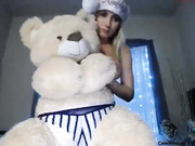 Beauty slim naked teen blonde with big tits teasing webcam show