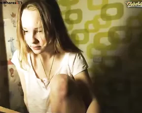 Slim little blonde teasing webcam show