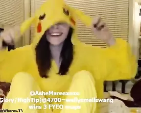 Ashemarie young teen brunette with small tits fingering webcam show