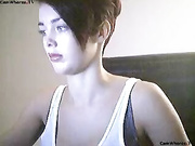Sexy teen teasing natural big tits webcam show