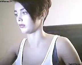 Sexy teen teasing natural big tits webcam show