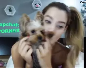 Slim and busty teen blonde teasing tits webcam show