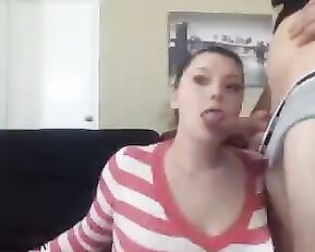 Pretty blonde girlfriend make a hell of a blowjob in front webcam,!holy fuck!