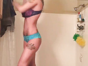 Hot and sexy tattoo blonde dancing webcam show