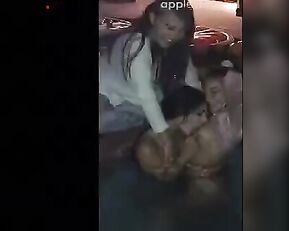Sexy brunette lesbians in pool webcam show