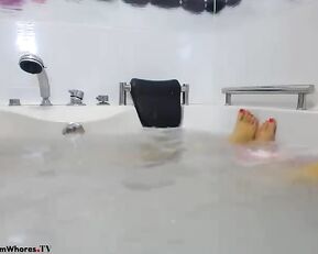 Sweet slim lesbians teens teasing in bath webcam show