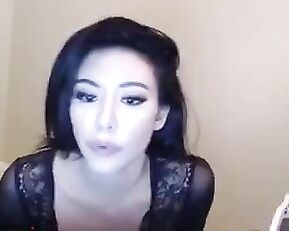 Asian slim sex bomb brunette teasing webcam show