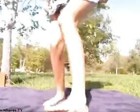 Slim sexy girl masturbate anal outdoor webcam show