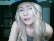 Sexy blonde blowjob glass dildo webcam show