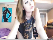 Brunette in white is on her knees sucking