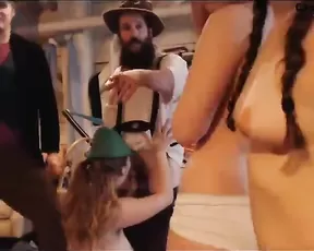 A slim babe with small tits dildoing herself