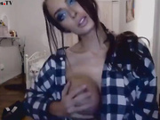 Passion brunette teasing big tits webcam show