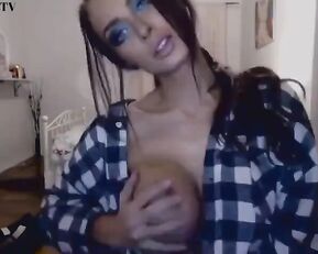 Passion brunette teasing big tits webcam show
