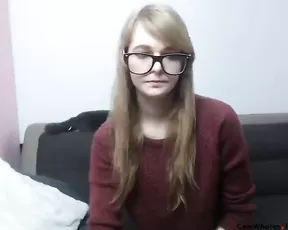 Nice teen blonde in glasses free webcam show