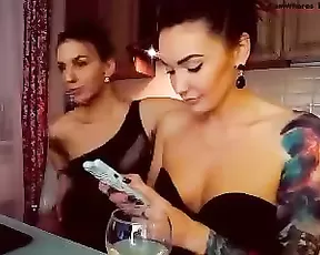 Beauty lesbians milf teasing webcam show