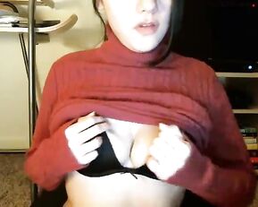 Slim teen brunette masturbate her hairy pussy webcam show