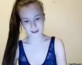 Blonde with an anal plug masturbates