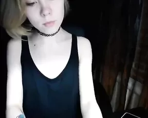 Sexy slim blonde teen free teasing webcam show