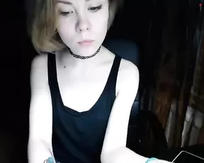 Sexy slim blonde teen free teasing webcam show