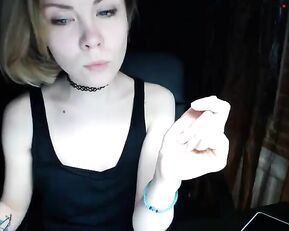 Sexy slim blonde teen free teasing webcam show