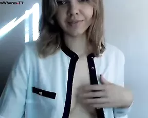 Nice blonde in panties teasing webcam show