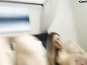 hellokitty25 and Jewel24 milf threesome fucking on bed webcam show