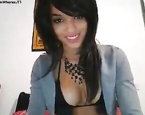 Sex bomb asian brunette dancing striptease webcam show