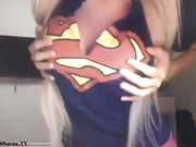 Superwoman blonde show big cool tits webcam show