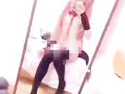 Little asian teen in stockings fingering pussy on mirror webcam show