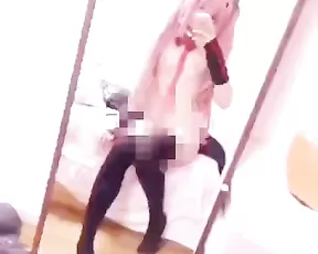 Little asian teen in stockings fingering pussy on mirror webcam show