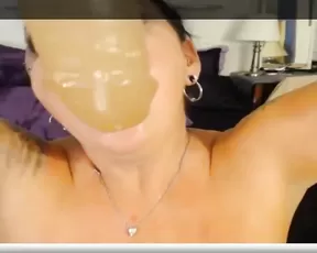 Juicy and dirty brunette suck dildo webcam show