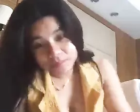 Asian brunette finger wet hairy pussy webcam show