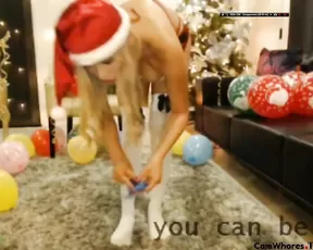 Spraying her nice natural boobies