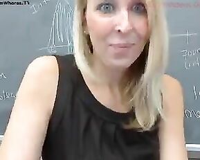 Milf blonde in school teasing webcam show