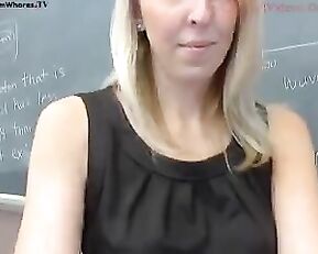 Milf blonde in school teasing webcam show