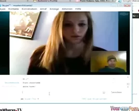 Sexy busty teen blonde teasing webcam show