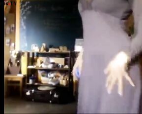 Brunette juicy milf in stockings fingering webcam show
