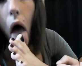 Sexy teen licking feet webcam show