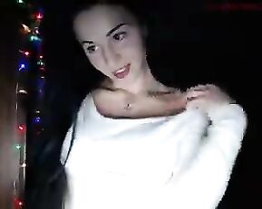 anniecharming slim beauty brunette in dress teasing webcam show
