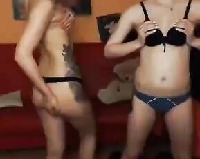 Very slim young girls dancing topless webcam show
