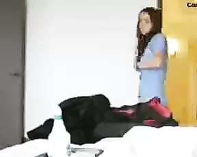 Beauty busty teen fingering in bed webcam show