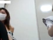 Young asian lesbians masturbate use double ended dildo webcam show