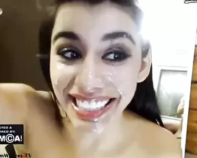 Brunette sexy teen teasing facial webcam show