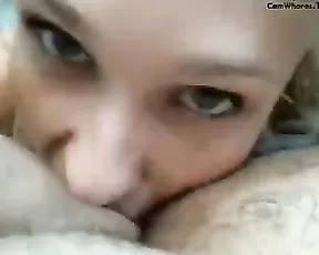 Beauty slim blonde couple blowjob webcam show
